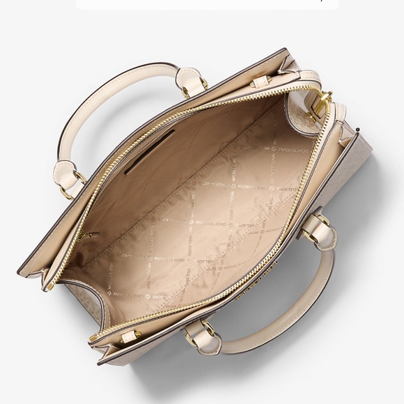 Michael Kors Sheila Medium Signature Logo and Metallic Satchel Crossbody CZ NWT - Picture 2 of 16